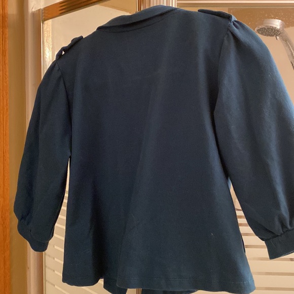 Timing Teal blue cropped jacket with bold geometric lining - Picture 3 of 5